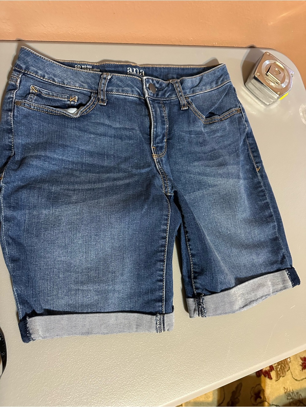 a.n.a Dark Blue Rolled Hem Denim Shorts